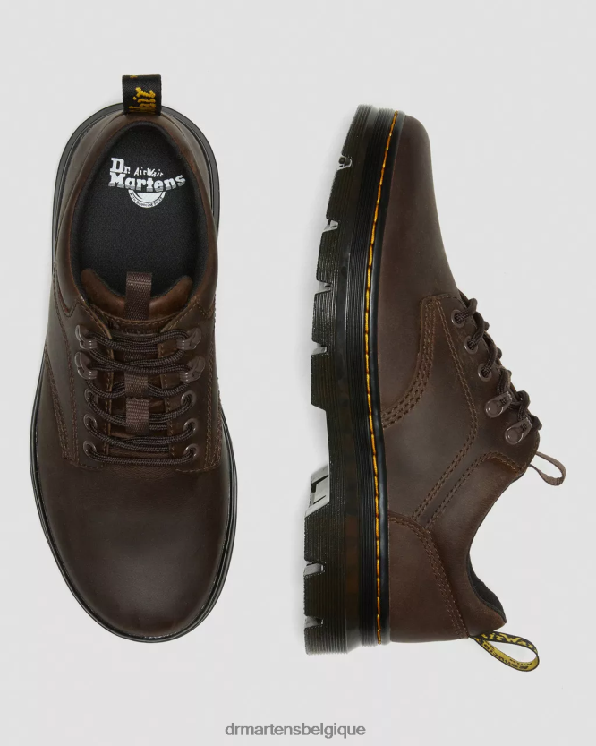 chaussure être Dr. Martens unisexe Reeder - Chaussures utilitaires en cuir Crazy Horse cheval fou marron foncé 6RFZX0388