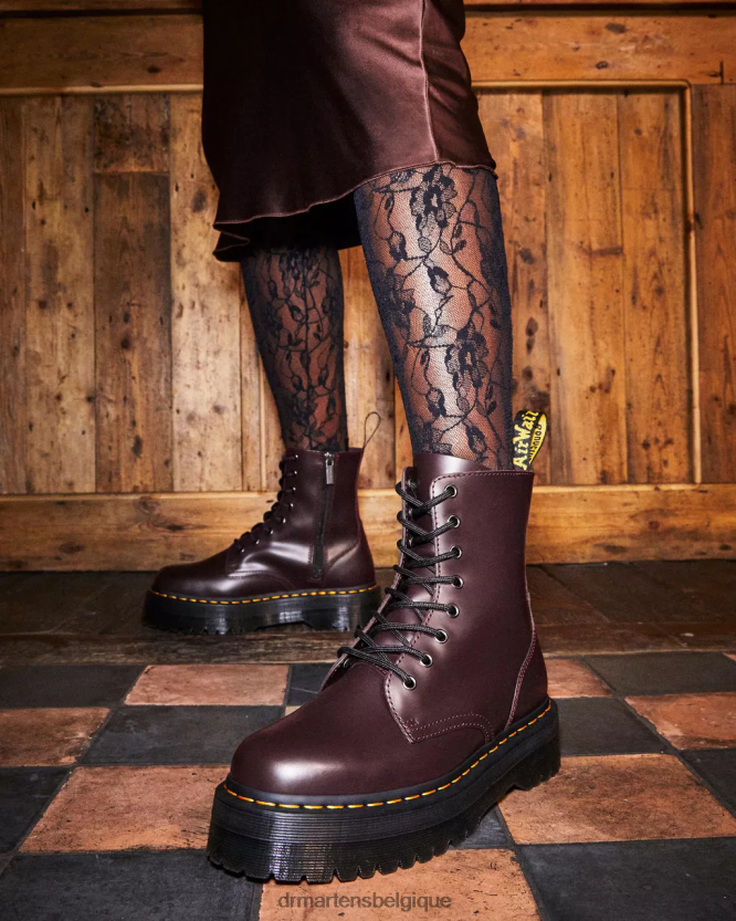 chaussure être Dr. Martens unisexe botte jadon plateformes en cuir lisse bordeaux lisse 6RFZX091
