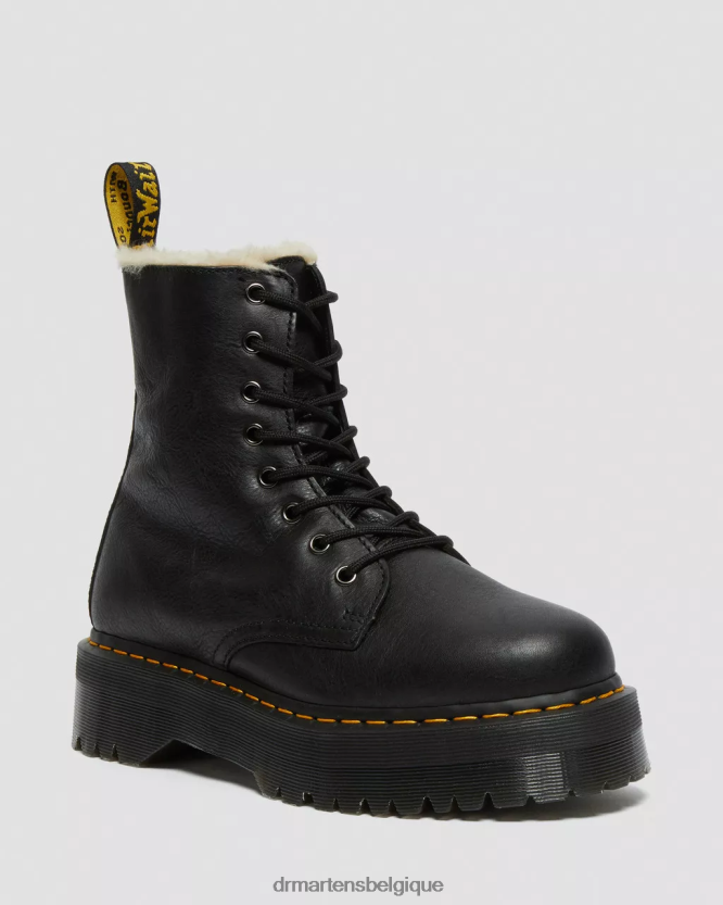 chaussure être Dr. Martens unisexe bottes jadon en cuir plateforme doublées de fausse fourrure Pise noire 6RFZX0207