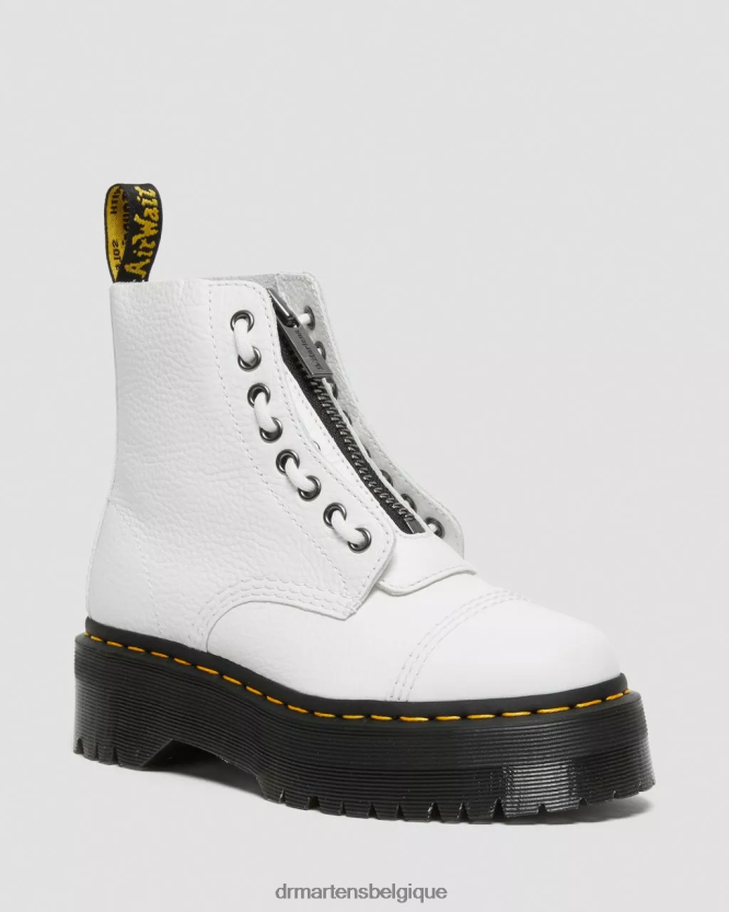 chaussure être Dr. Martens unisexe bottes à plateforme en cuir nappa fraisé sinclair nappa blanchi blanc 6RFZX0211