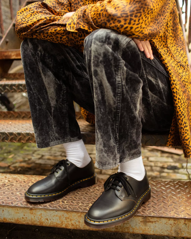 chaussure être Dr. Martens unisexe Smiths chaussures habillées en cuir lisse vintage noir vintage lisse 6RFZX0332