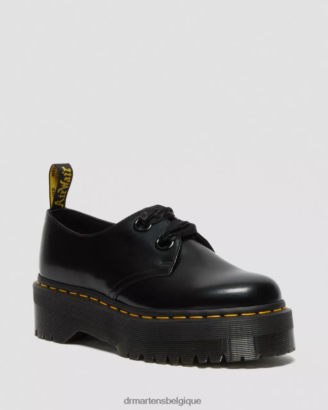 chaussure être Dr. Martens unisexe chaussures à plateforme en cuir Holly beurre noir 6RFZX0227