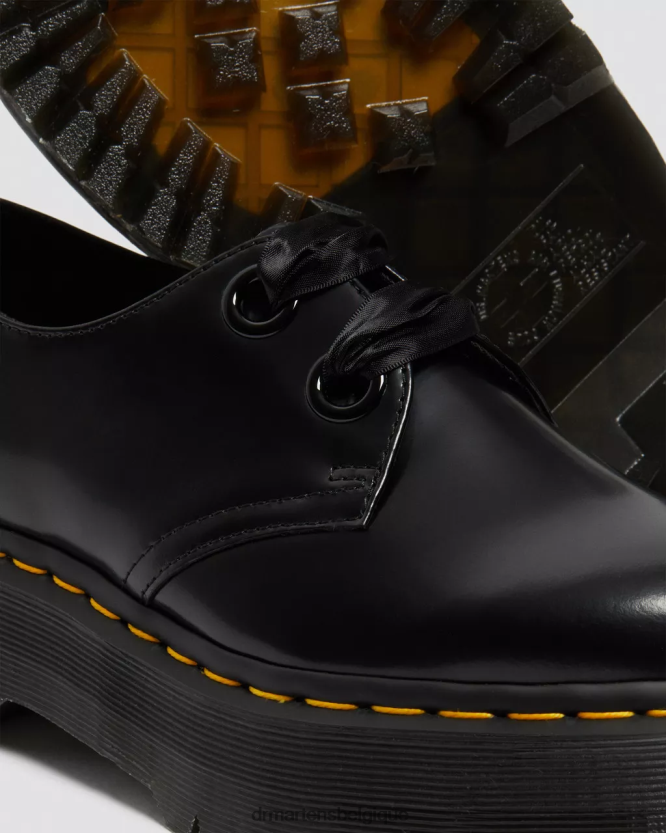 chaussure être Dr. Martens unisexe chaussures à plateforme en cuir Holly beurre noir 6RFZX0227
