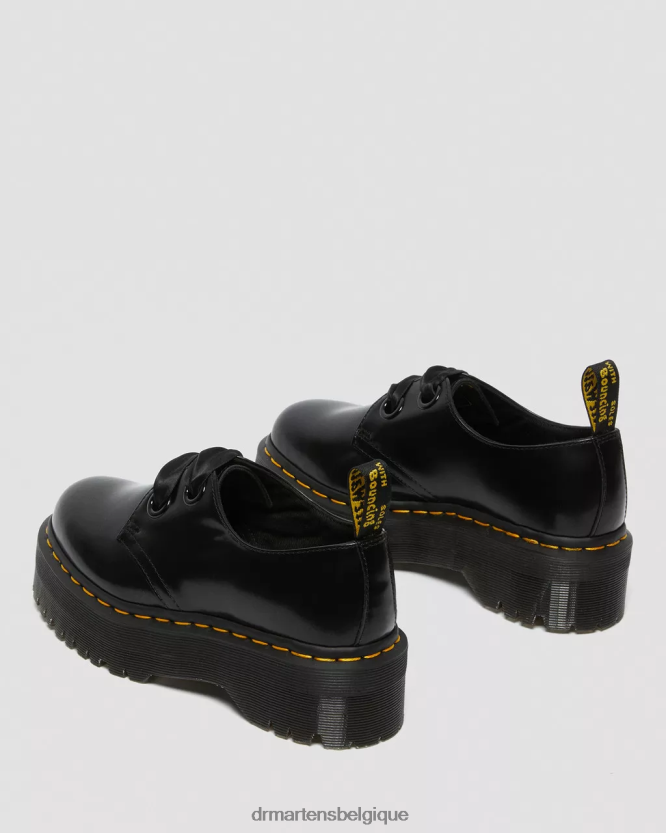 chaussure être Dr. Martens unisexe chaussures à plateforme en cuir Holly beurre noir 6RFZX0227