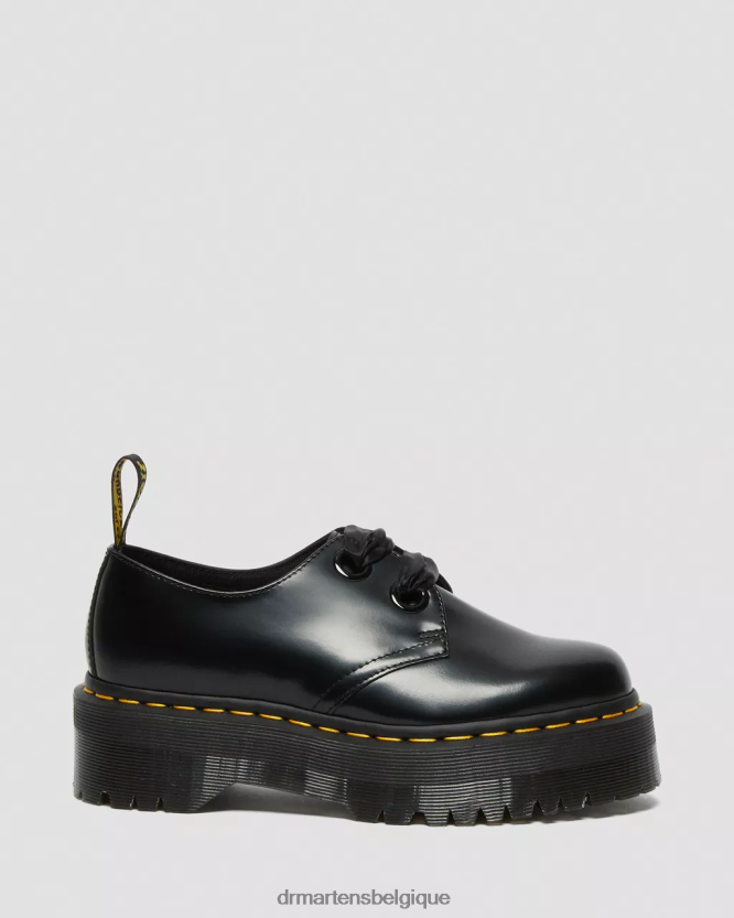 chaussure être Dr. Martens unisexe chaussures à plateforme en cuir Holly beurre noir 6RFZX0227