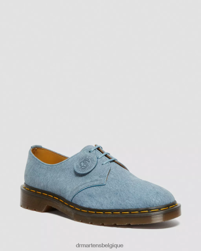 chaussure être Dr. Martens unisexe 1461 chaussures richelieu en cuir nubuck fabriquées en Angleterre bleu 6RFZX0325