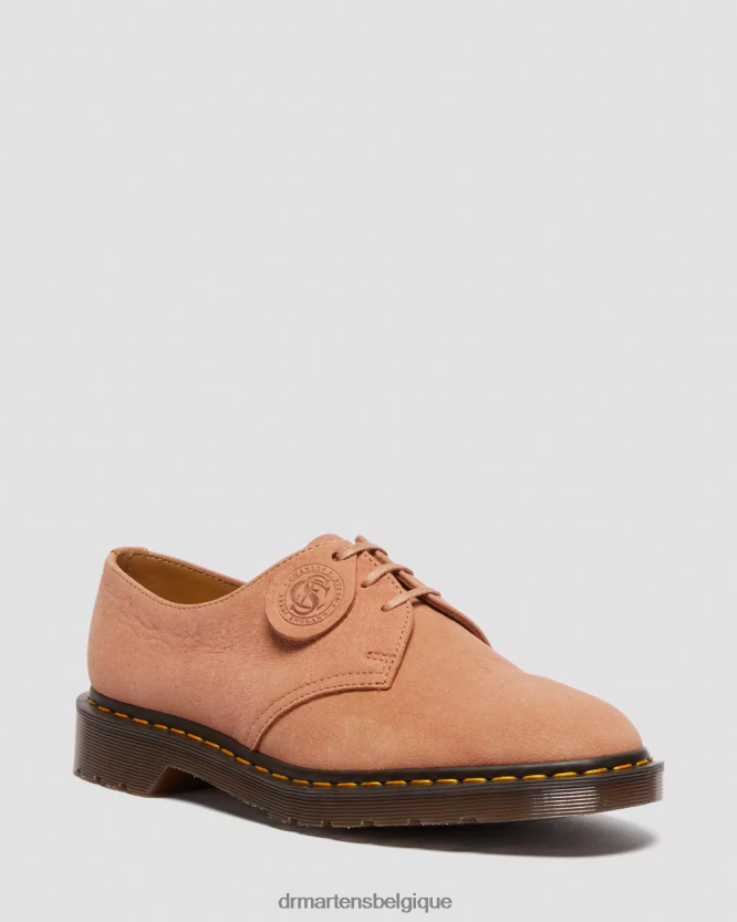 chaussure être Dr. Martens unisexe 1461 chaussures richelieu en cuir nubuck fabriquées en Angleterre rose 6RFZX0320