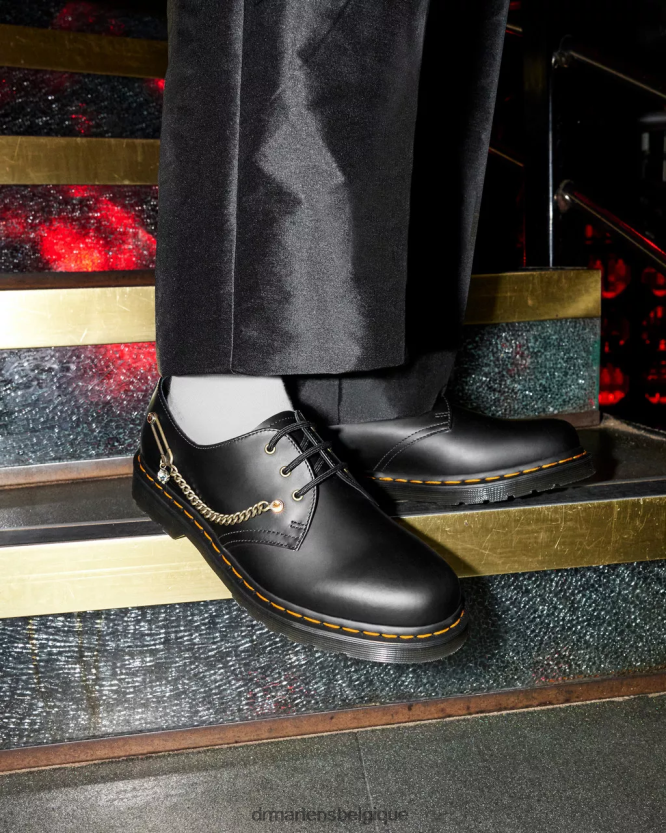chaussure être Dr. Martens unisexe 1461 chaussures richelieu en cuir swarovski noir lisse 6RFZX0290