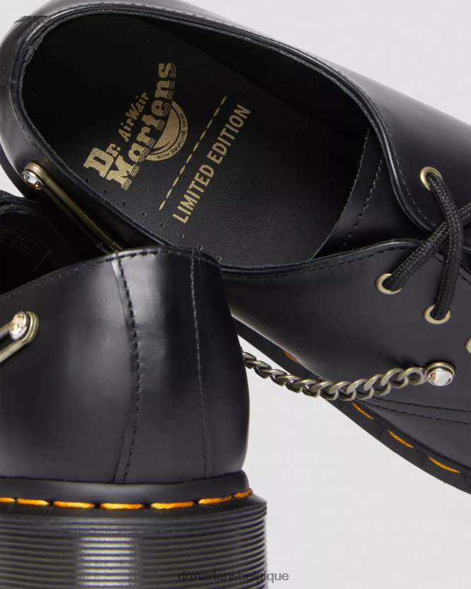 chaussure être Dr. Martens unisexe 1461 chaussures richelieu en cuir swarovski noir lisse 6RFZX0290