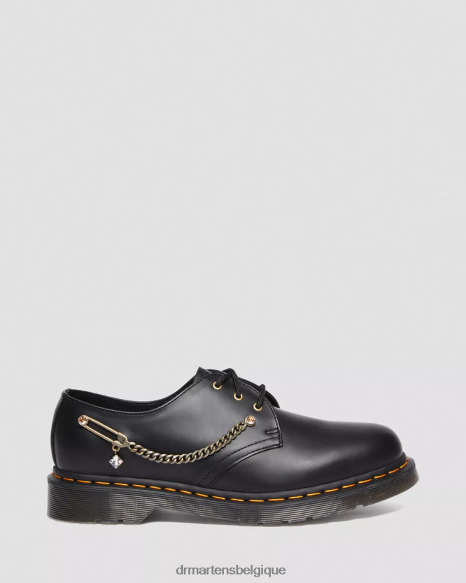 chaussure être Dr. Martens unisexe 1461 chaussures richelieu en cuir swarovski noir lisse 6RFZX0290