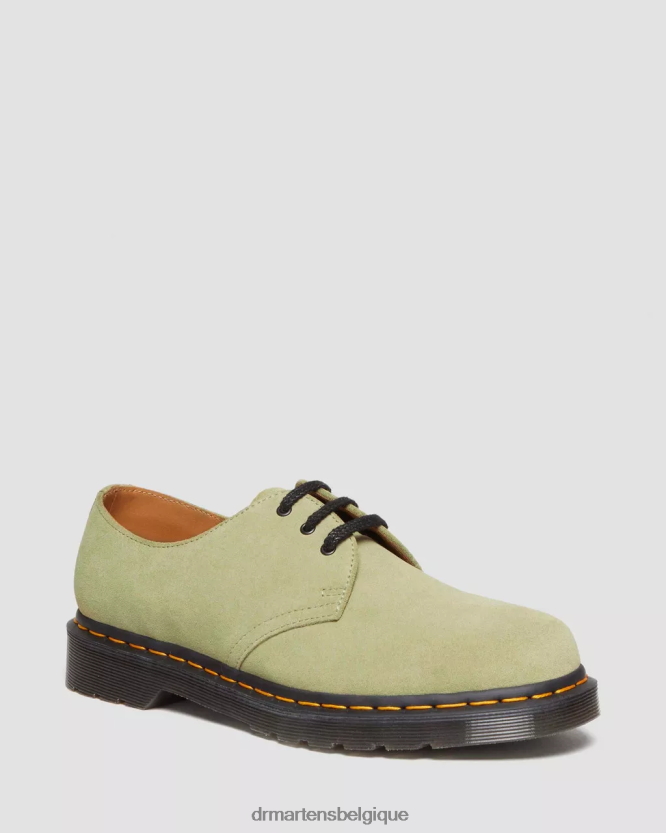 chaussure être Dr. Martens unisexe 1461 chaussures richelieu en daim suède e.h. olive pâle 6RFZX0319