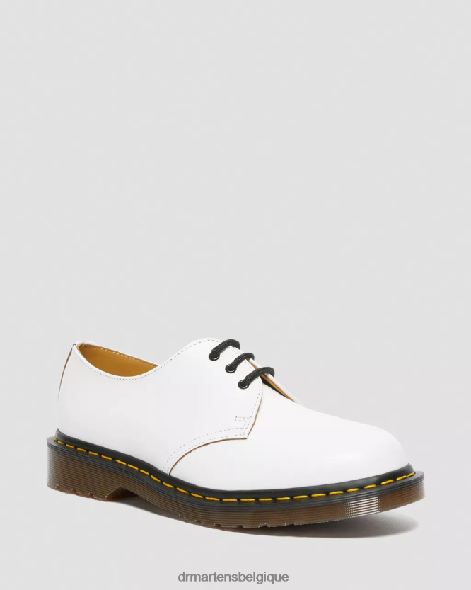 chaussure être Dr. Martens unisexe 1461 vintage fabriqué en Angleterre chaussures oxford quilon blanc 6RFZX0312