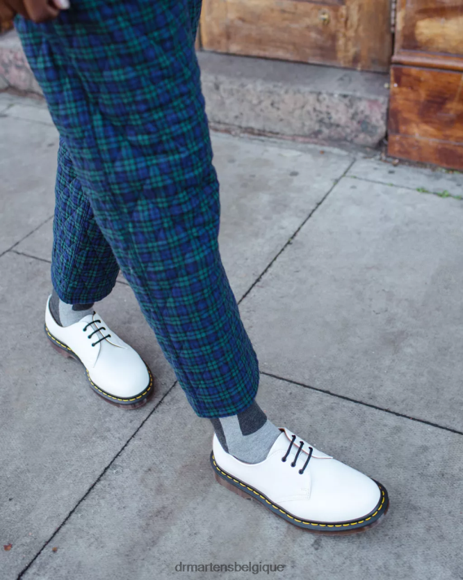 chaussure être Dr. Martens unisexe 1461 vintage fabriqué en Angleterre chaussures oxford quilon blanc 6RFZX0312
