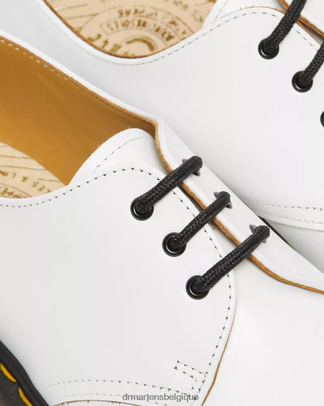 chaussure être Dr. Martens unisexe 1461 vintage fabriqué en Angleterre chaussures oxford quilon blanc 6RFZX0312
