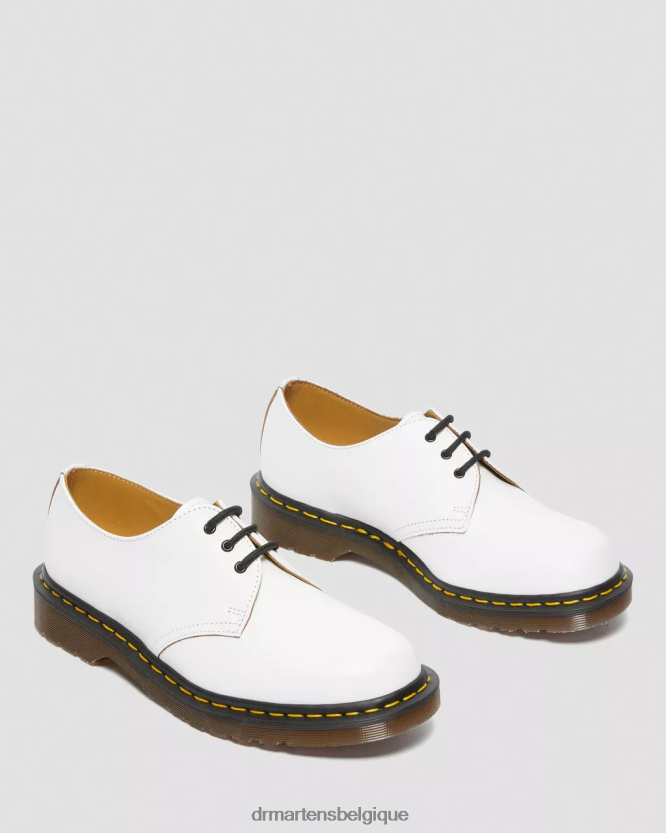 chaussure être Dr. Martens unisexe 1461 vintage fabriqué en Angleterre chaussures oxford quilon blanc 6RFZX0312