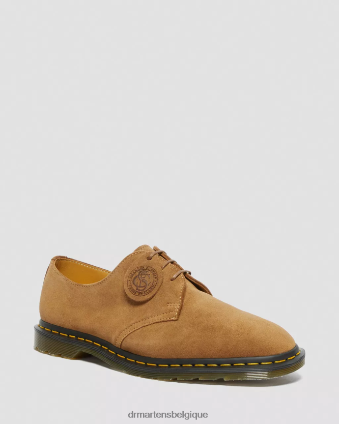 chaussure être Dr. Martens unisexe Archie II - Chaussures Oxford en daim fabriquées en Angleterre daim de veau repello beige foncé mb 6RFZX0333
