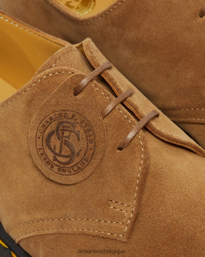 chaussure être Dr. Martens unisexe Archie II - Chaussures Oxford en daim fabriquées en Angleterre daim de veau repello beige foncé mb 6RFZX0333