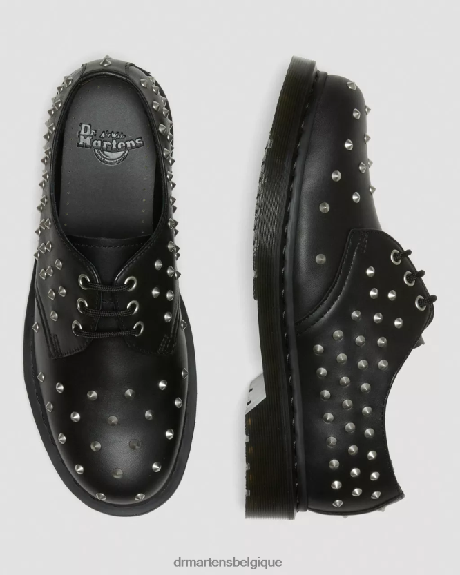 chaussure être Dr. Martens unisexe Chaussures richelieu en cuir Wanama 1461 à clous wanama noir 6RFZX0308