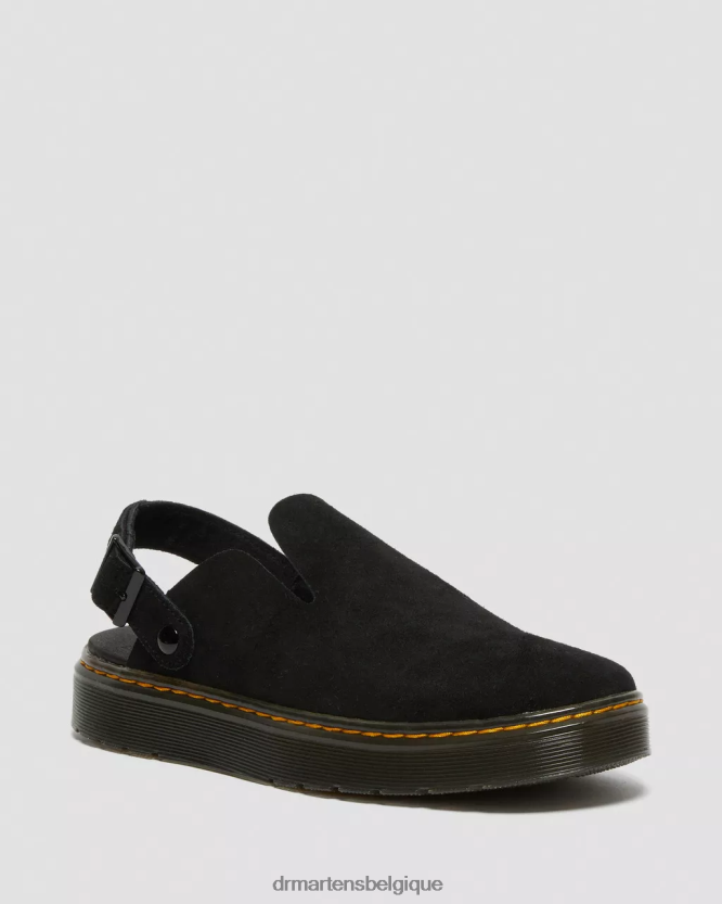 chaussure être Dr. Martens unisexe mules décontractées à bride arrière en daim Carlson daim noir 6RFZX0349