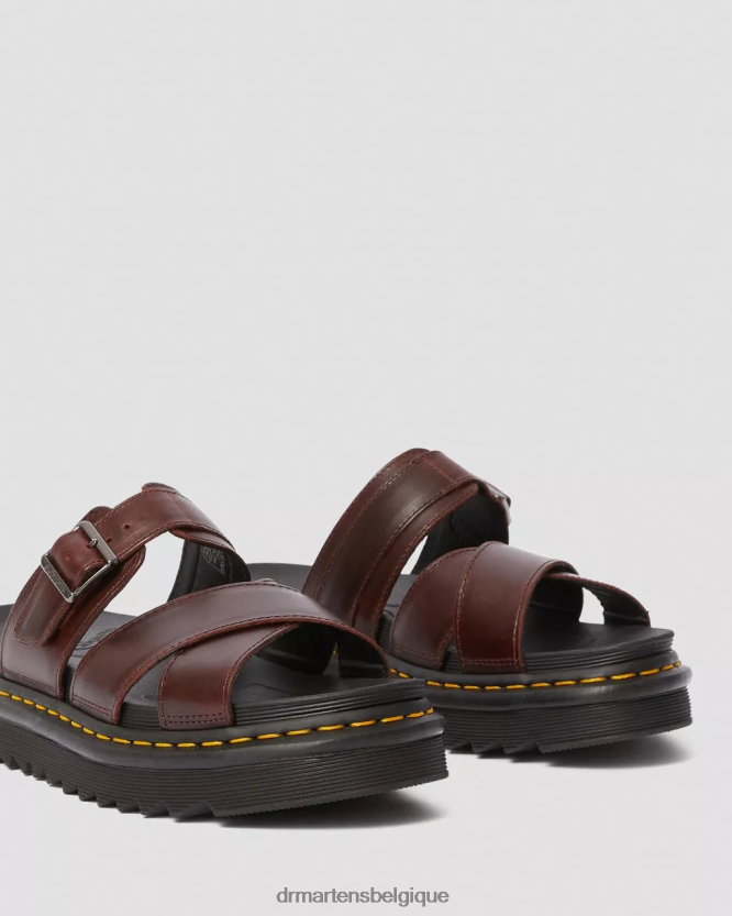 chaussure être Dr. Martens unisexe ryker - sandales à brides en cuir brando marron 6RFZX0359