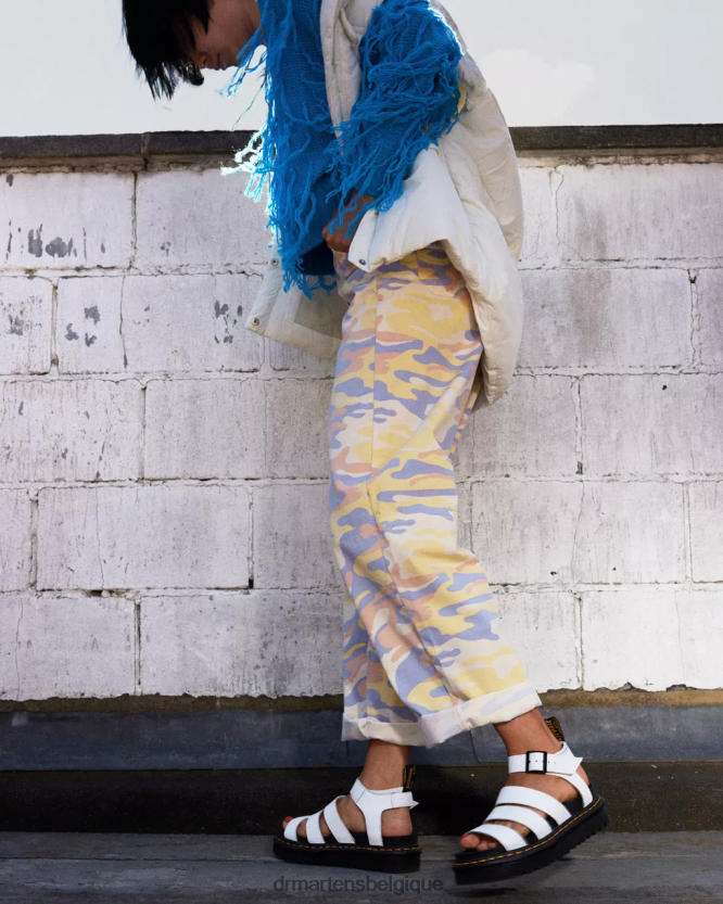 chaussure être Dr. Martens unisexe sandales à brides en cuir Blaire Hydro hydroélectrique blanc 6RFZX0255