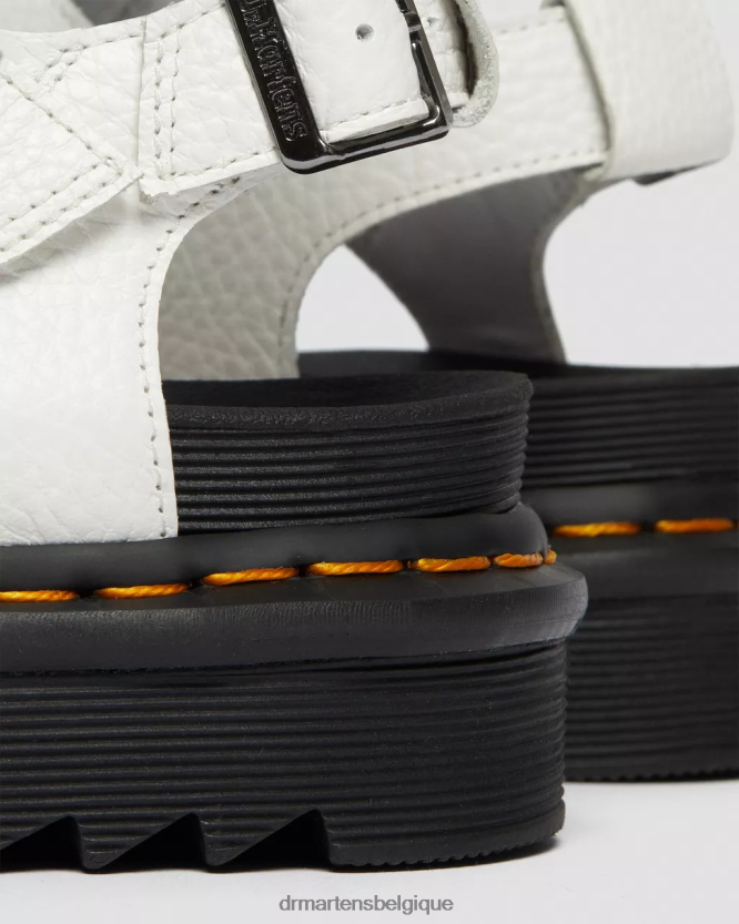 chaussure être Dr. Martens unisexe sandales à brides en cuir zippées olson nappa blanchi blanc 6RFZX0266