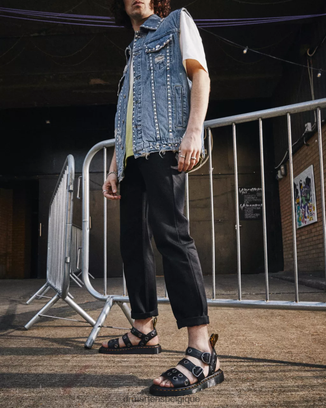 chaussure être Dr. Martens unisexe sandales en cuir brando à détails griffons brando noir 6RFZX0356