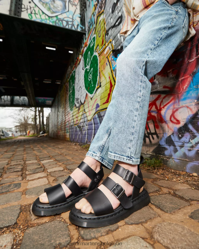 chaussure être Dr. Martens unisexe sandales spartiates en cuir gryphon brando brando noir 6RFZX0348