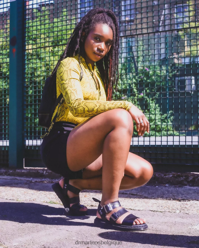 chaussure être Dr. Martens unisexe sandales spartiates en cuir gryphon brando brando noir 6RFZX0348