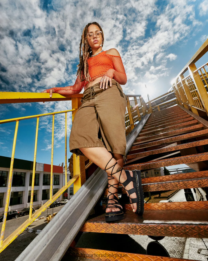 chaussure être Dr. Martens unisexe sandales spartiates en cuir nartilla hydro noir 6RFZX0253