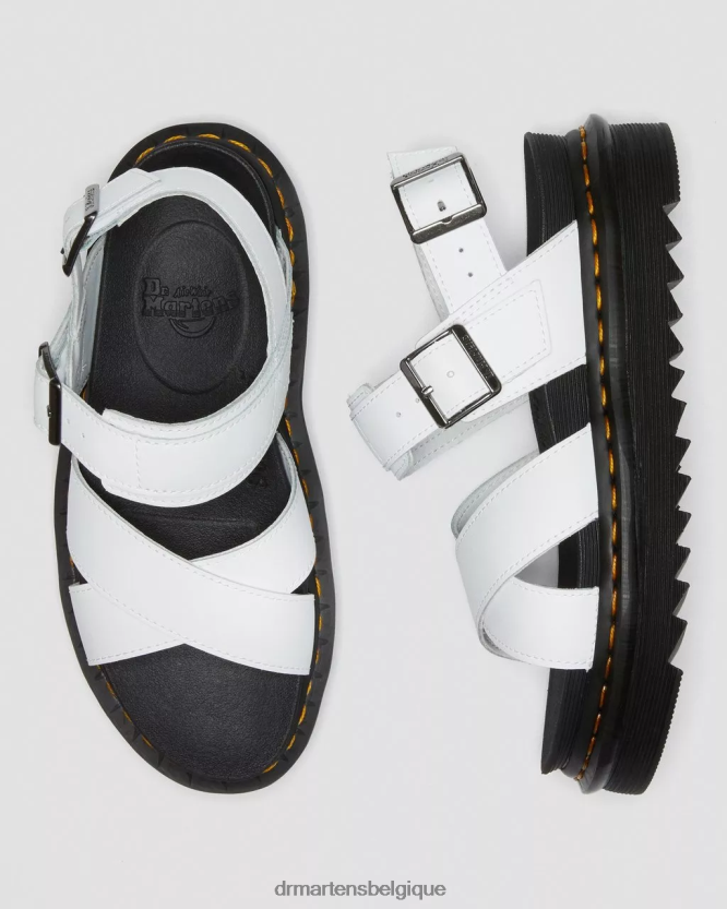 chaussure être Dr. Martens unisexe sandales voss ii à brides en cuir hydroélectrique blanc 6RFZX0254
